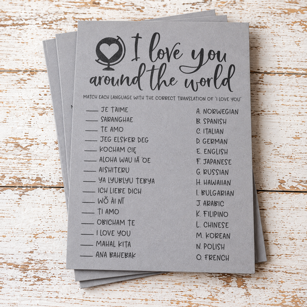 I Love You Around The World Bridal Shower Game