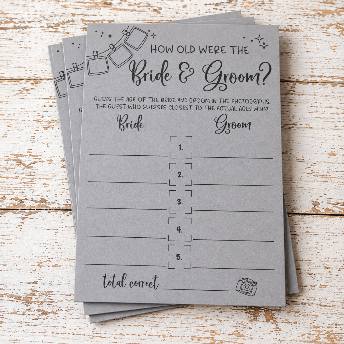 How Old Were The Bride And Groom Bridal Shower Game