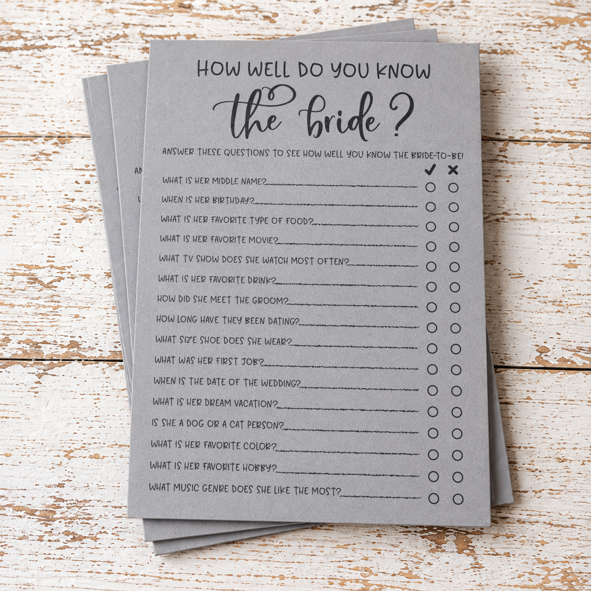 How Well Do You Know the Bride Bridal Shower Game