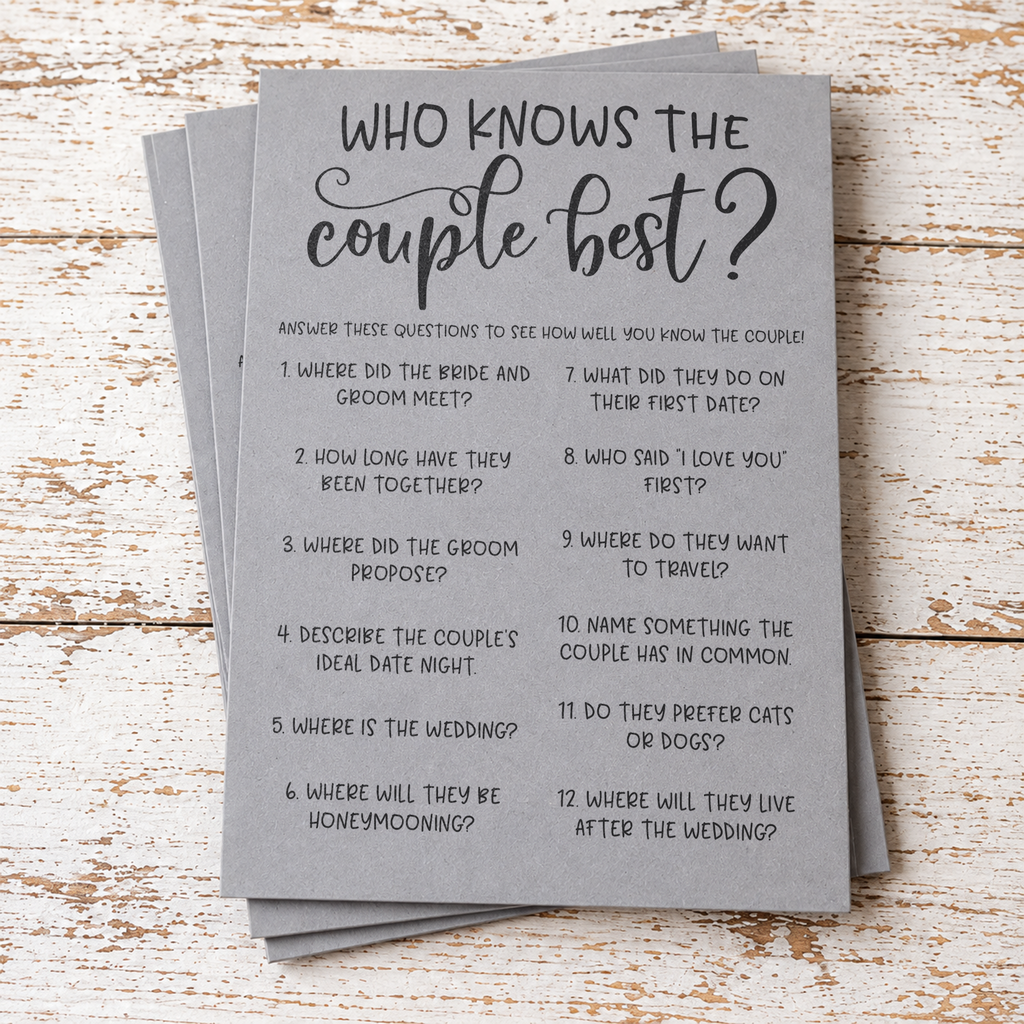 Who Knows The Couple Best Bridal Shower Game