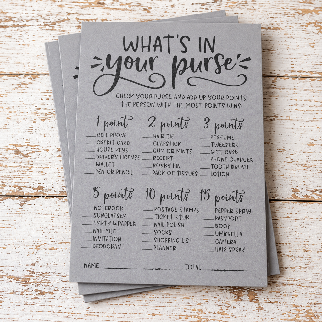 What's In Your Purse Bridal Shower Game