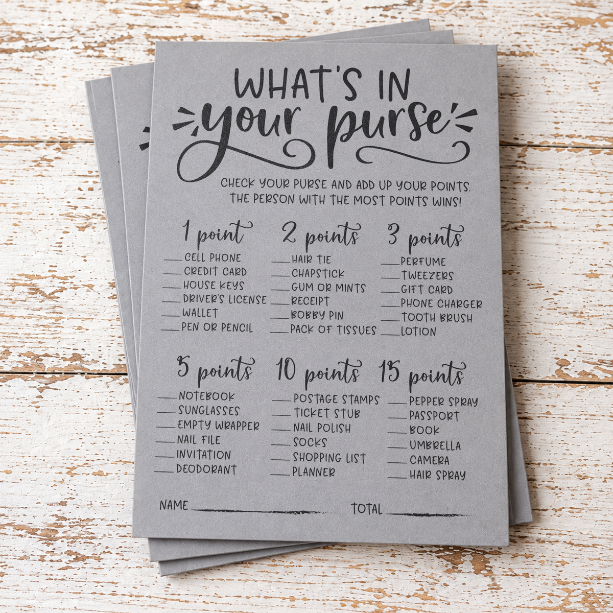 What's In Your Purse Bridal Shower Game