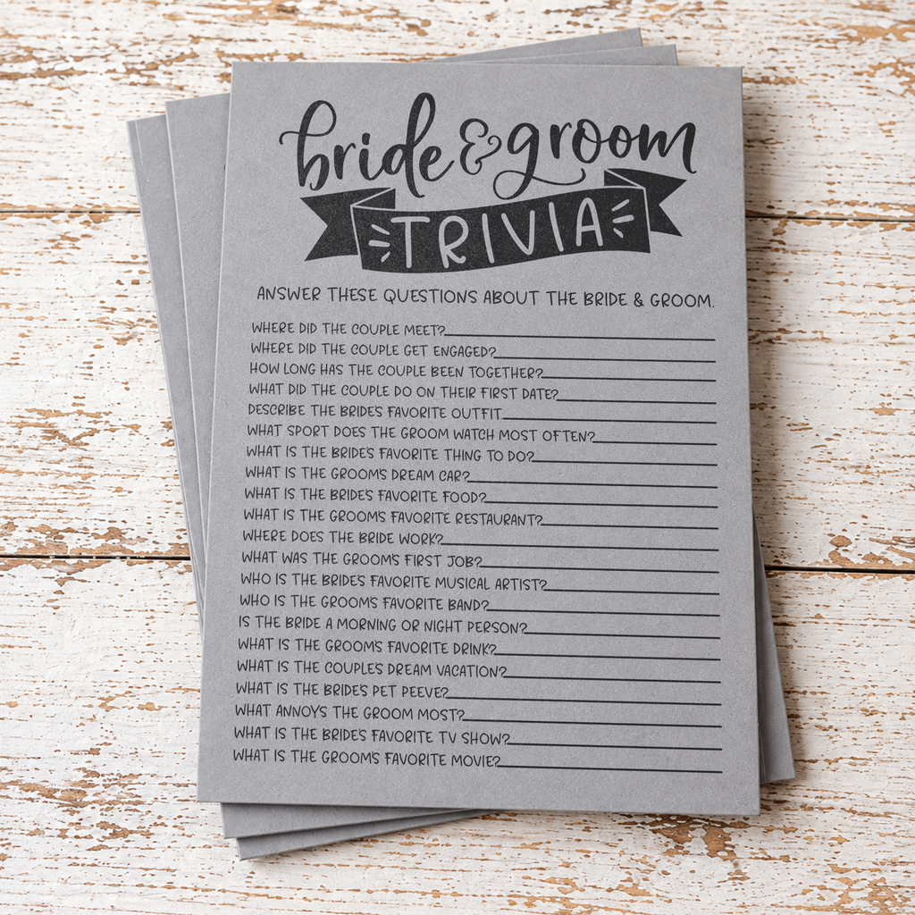 Bride Groom Trivia Bridal Shower Game
