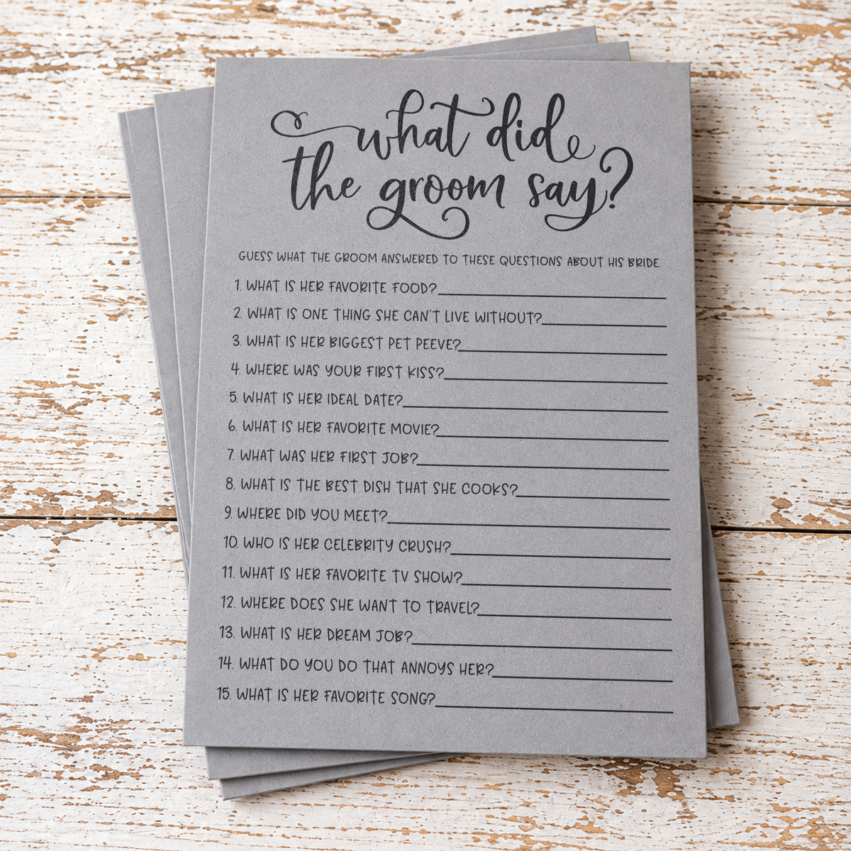 What Did The Groom Say Bridal Shower Game