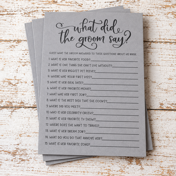 What Did The Groom Say Bridal Shower Game