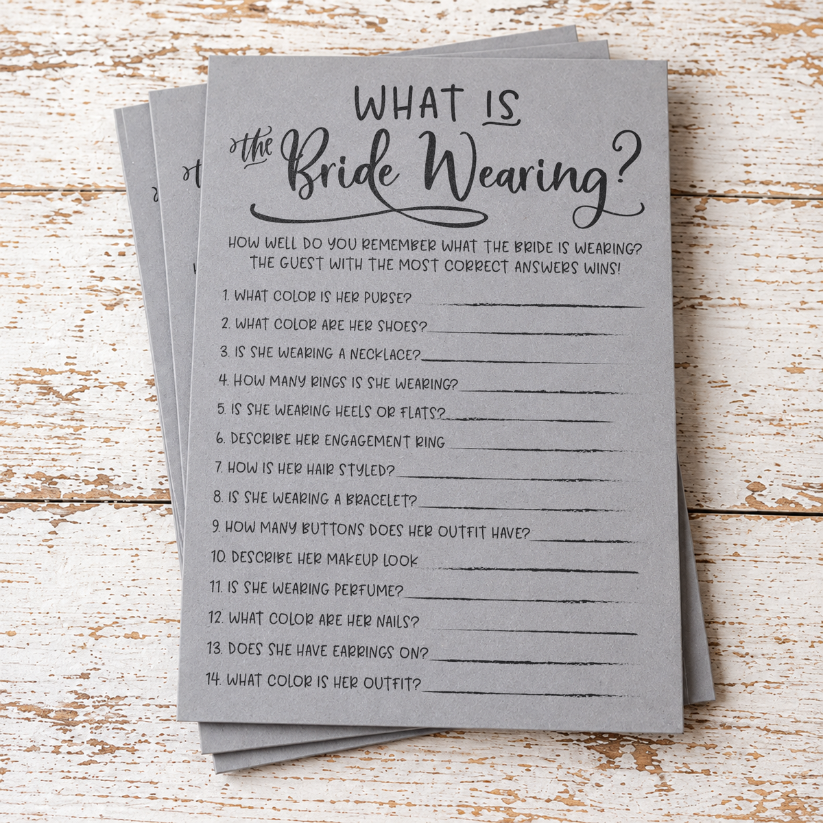 What Is The Bride Wearing Bridal Shower Game