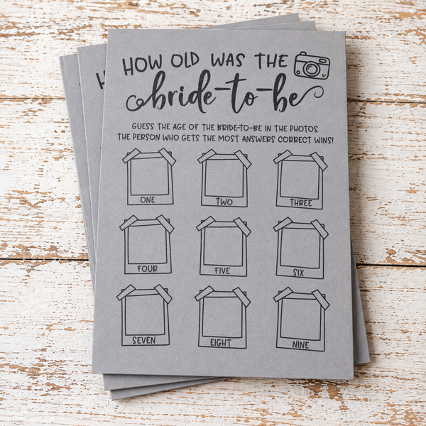 How Old was the Bride-to-be Bridal Shower Game