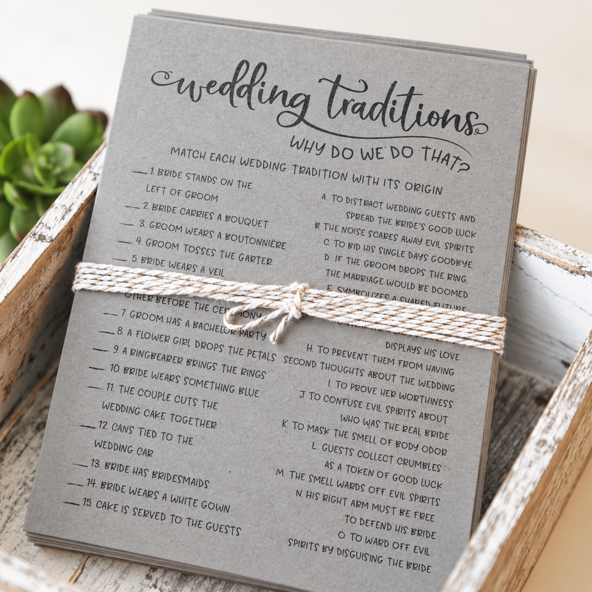 Wedding Traditions Bridal Shower Game
