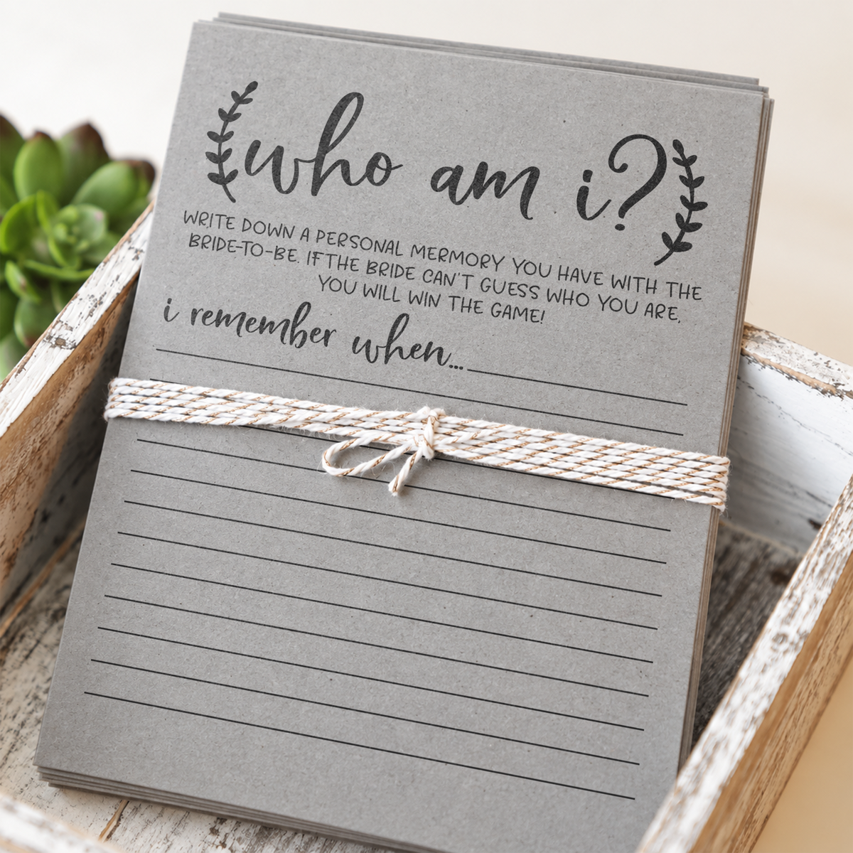 Who Am I Bridal Shower Game