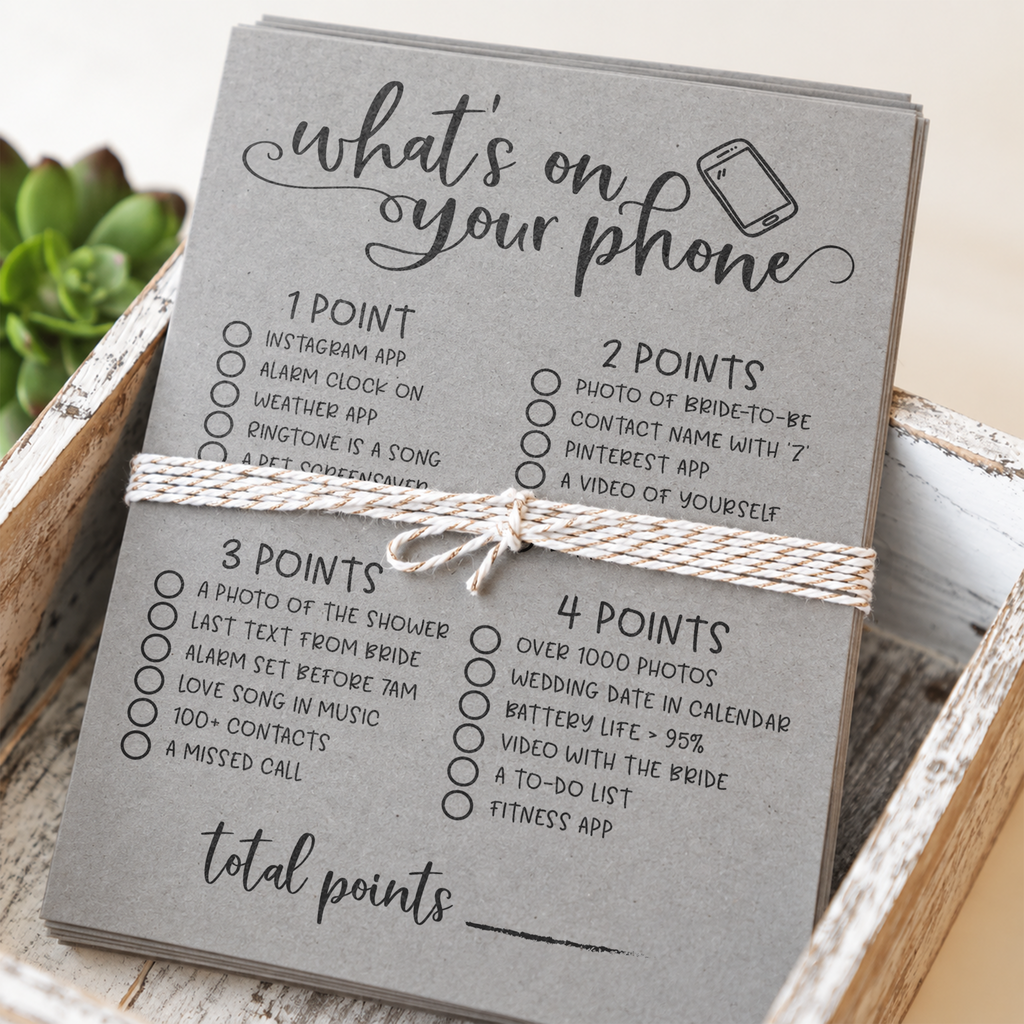 What's On Your Phone Bridal Shower Game