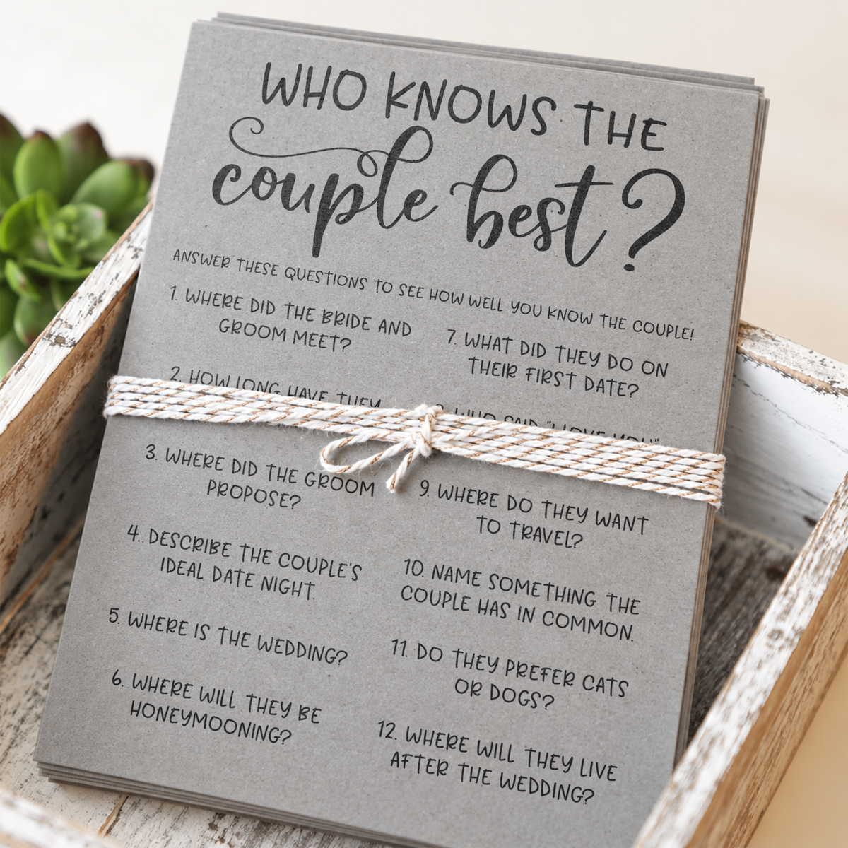 Who Knows The Couple Best Bridal Shower Game