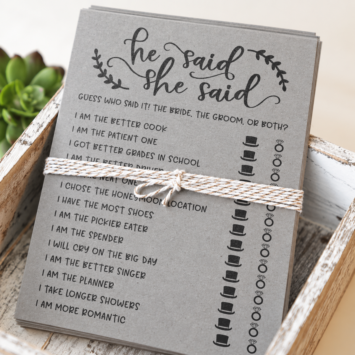 He Said She Said Bridal Shower Game