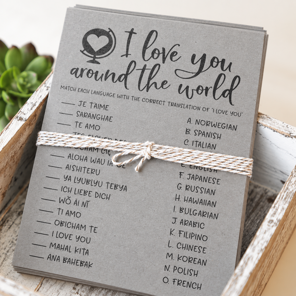 I Love You Around The World Bridal Shower Game