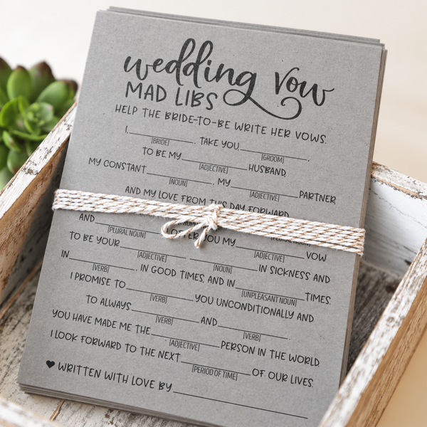 Wedding Vow Mad Libs Bridal Shower Game