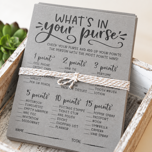 What's In Your Purse Bridal Shower Game