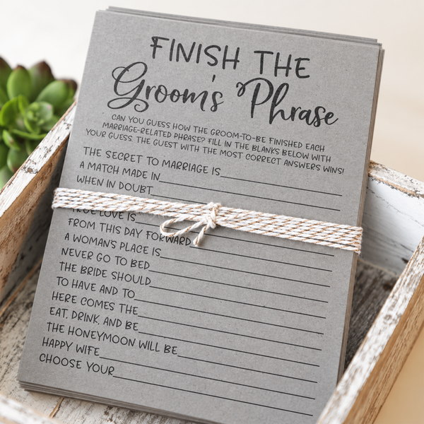Finish the Groom's Phrase Bridal Shower Game