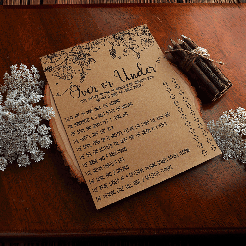 Over or Under Bridal Shower Game