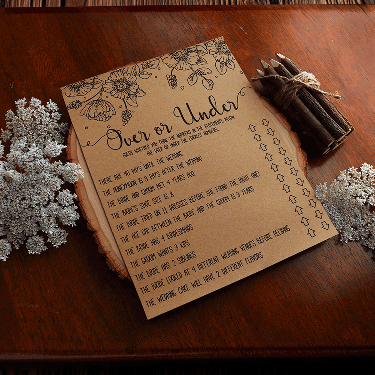 Over or Under Bridal Shower Game