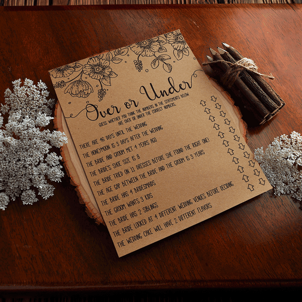 Over or Under Bridal Shower Game