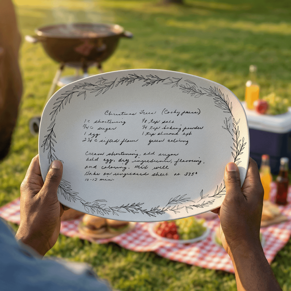 Handwritten Recipe Platter with Branch Border