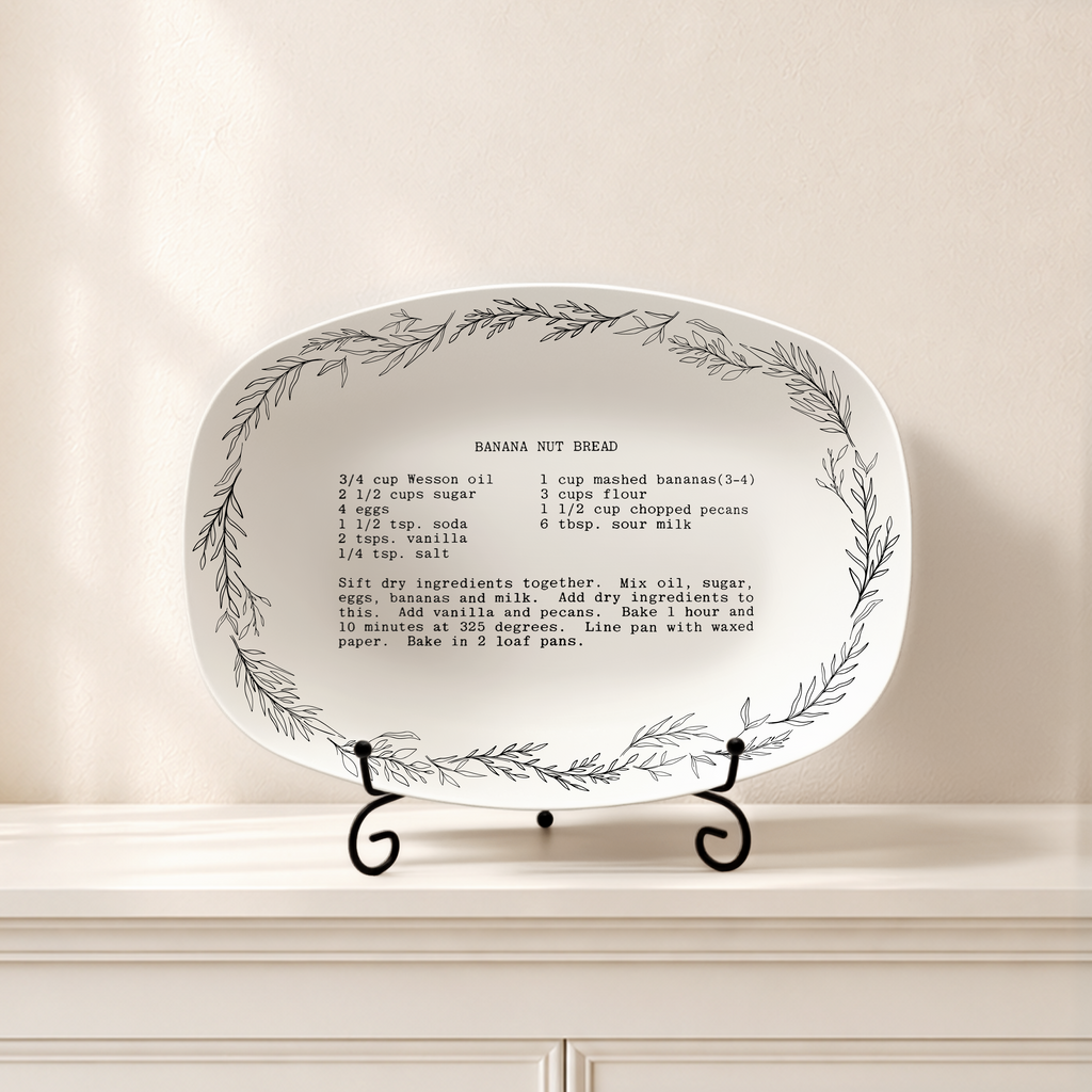 Handwritten Recipe Platter with Branch Border
