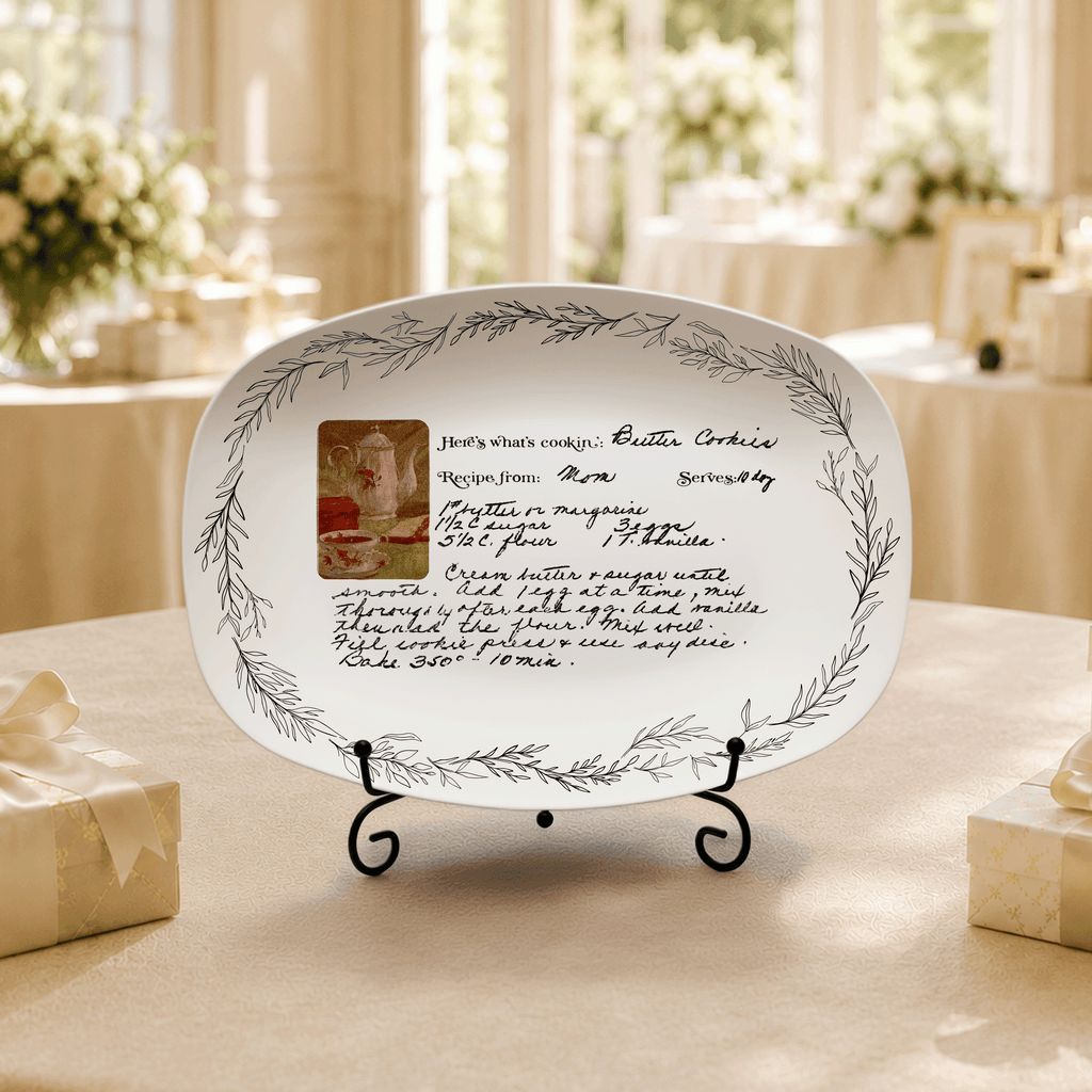 Handwritten Recipe Platter with Branch Border