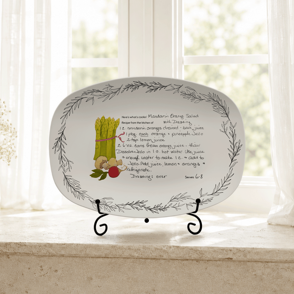 Handwritten Recipe Platter with Branch Border
