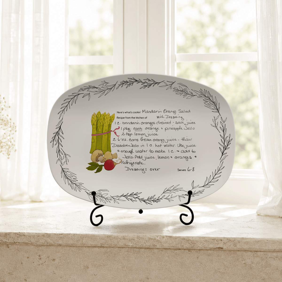 Handwritten Recipe Platter with Branch Border