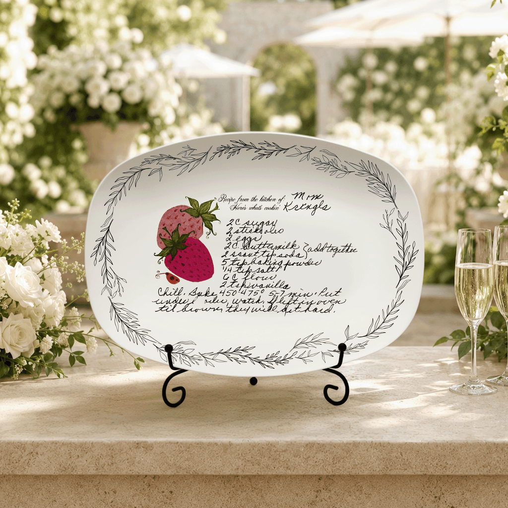 Handwritten Recipe Platter with Branch Border