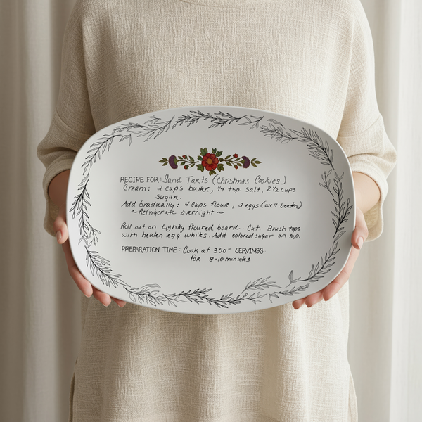 Handwritten Recipe Platter with Branch Border