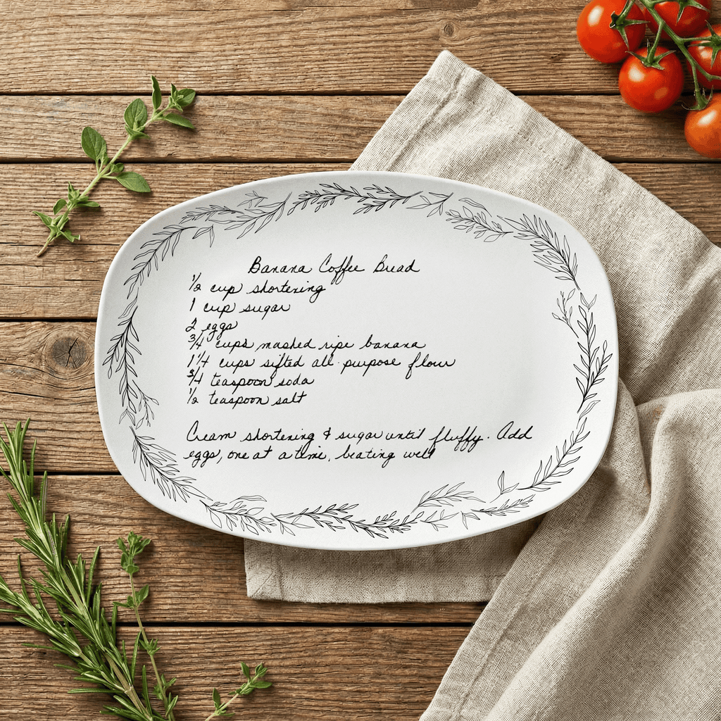 Handwritten Recipe Platter with Branch Border