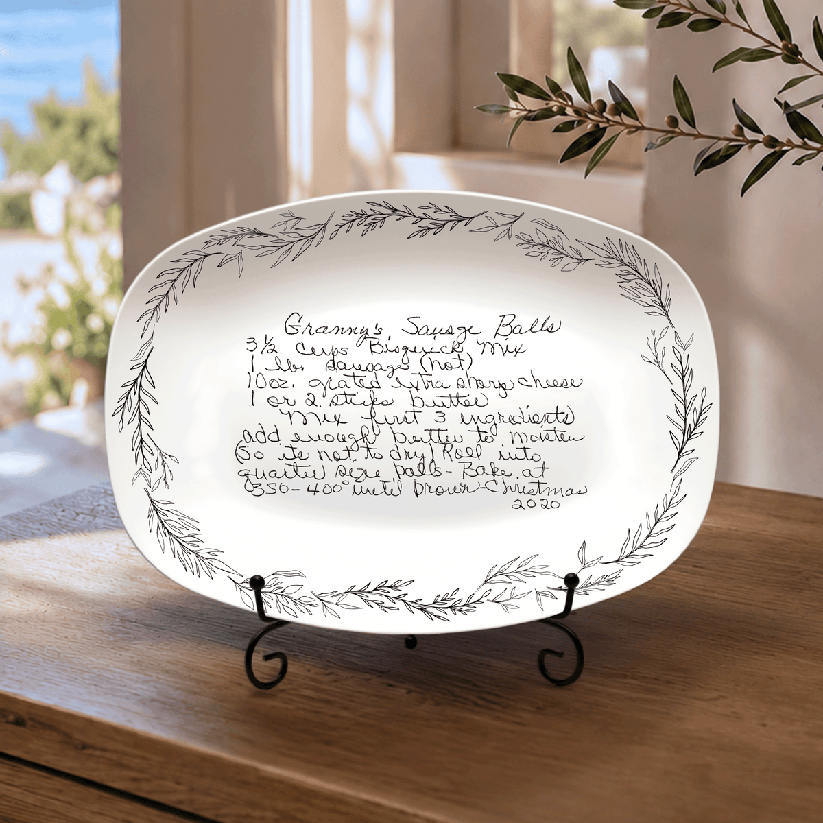 Handwritten Recipe Platter with Branch Border
