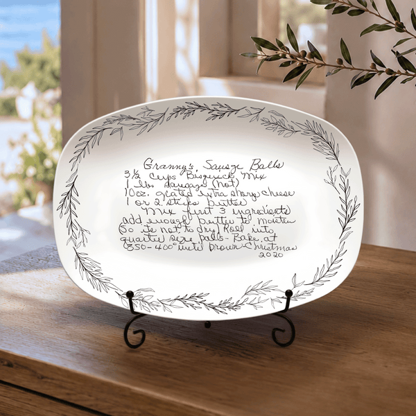 Handwritten Recipe Platter with Branch Border