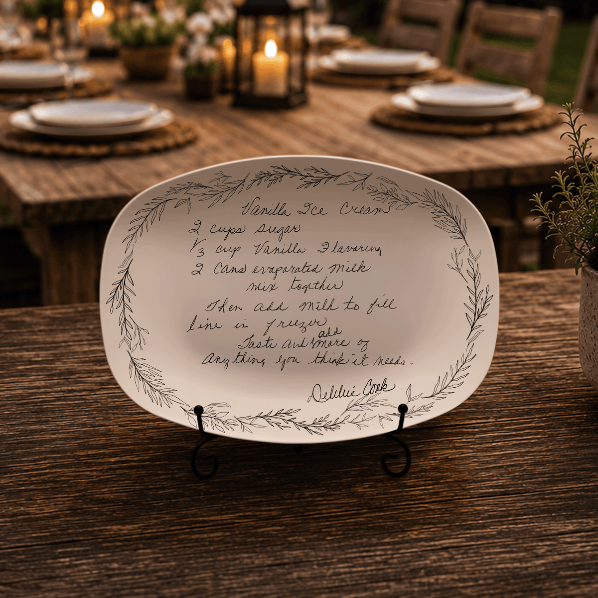 Handwritten Recipe Platter with Branch Border