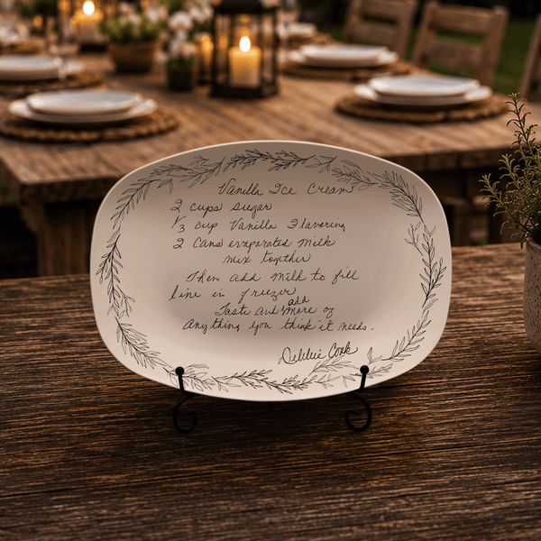 Handwritten Recipe Platter with Branch Border