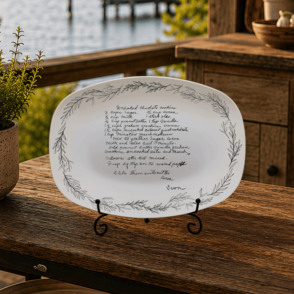 Handwritten Recipe Platter with Branch Border