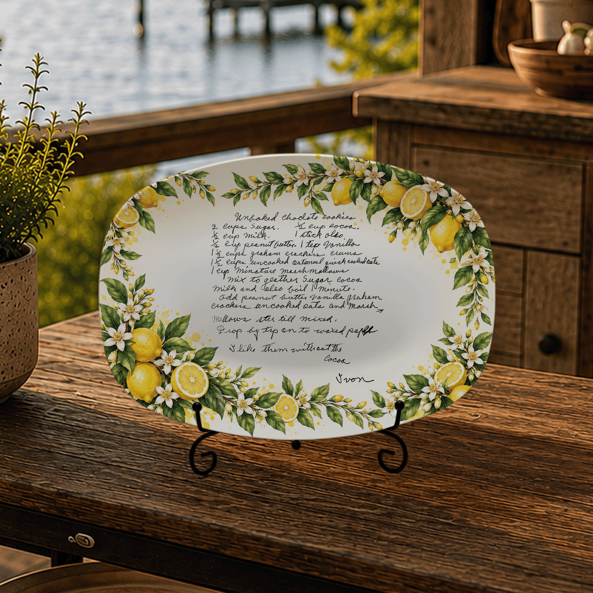 Handwritten Recipe Platter with Lemon Orchard Border