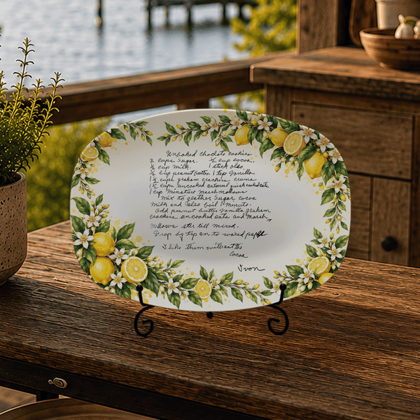 Handwritten Recipe Platter with Lemon Orchard Border