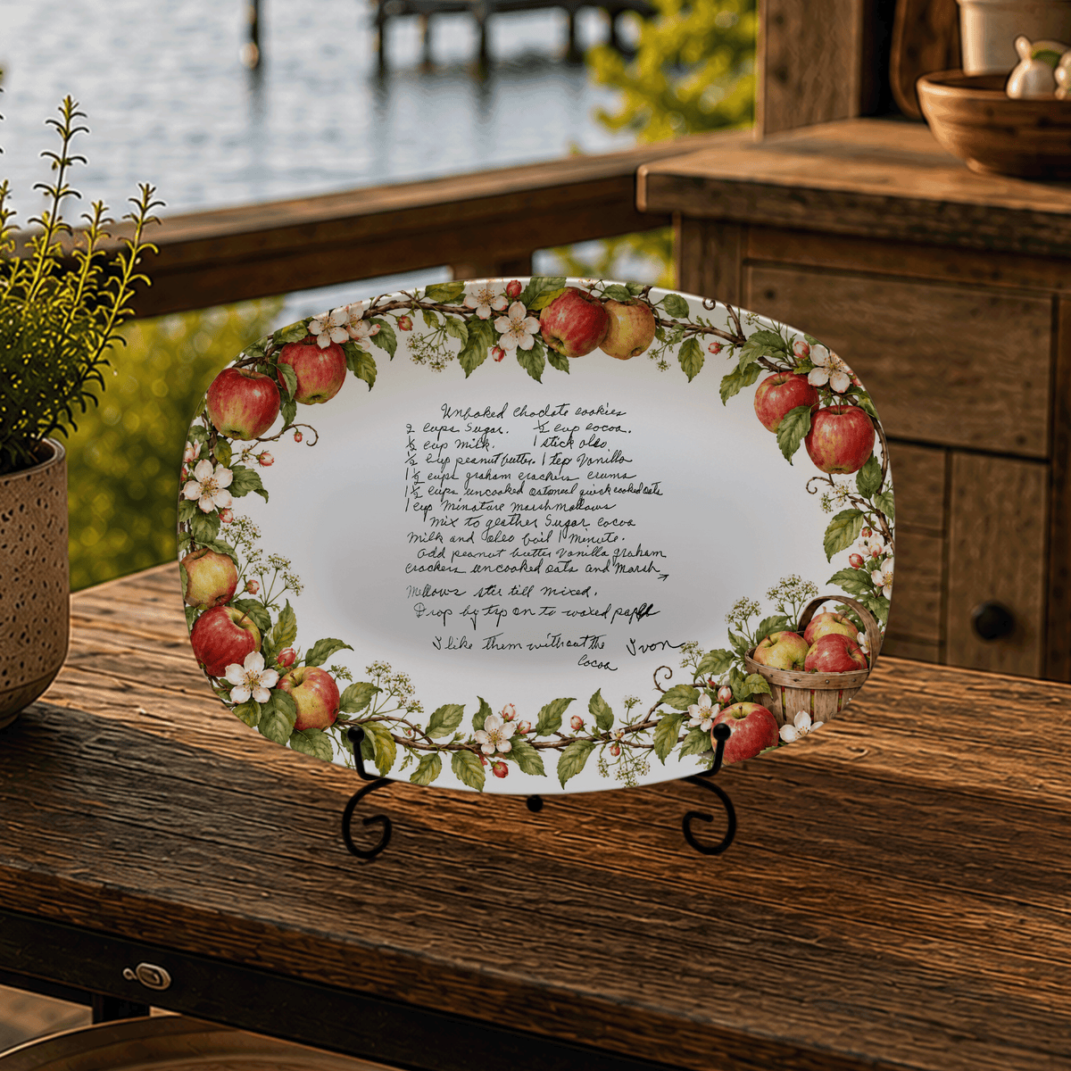 Handwritten Recipe Platter with Apple Border