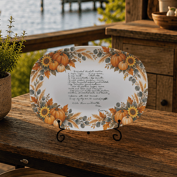 Handwritten Recipe Platter with Pumpkin Border