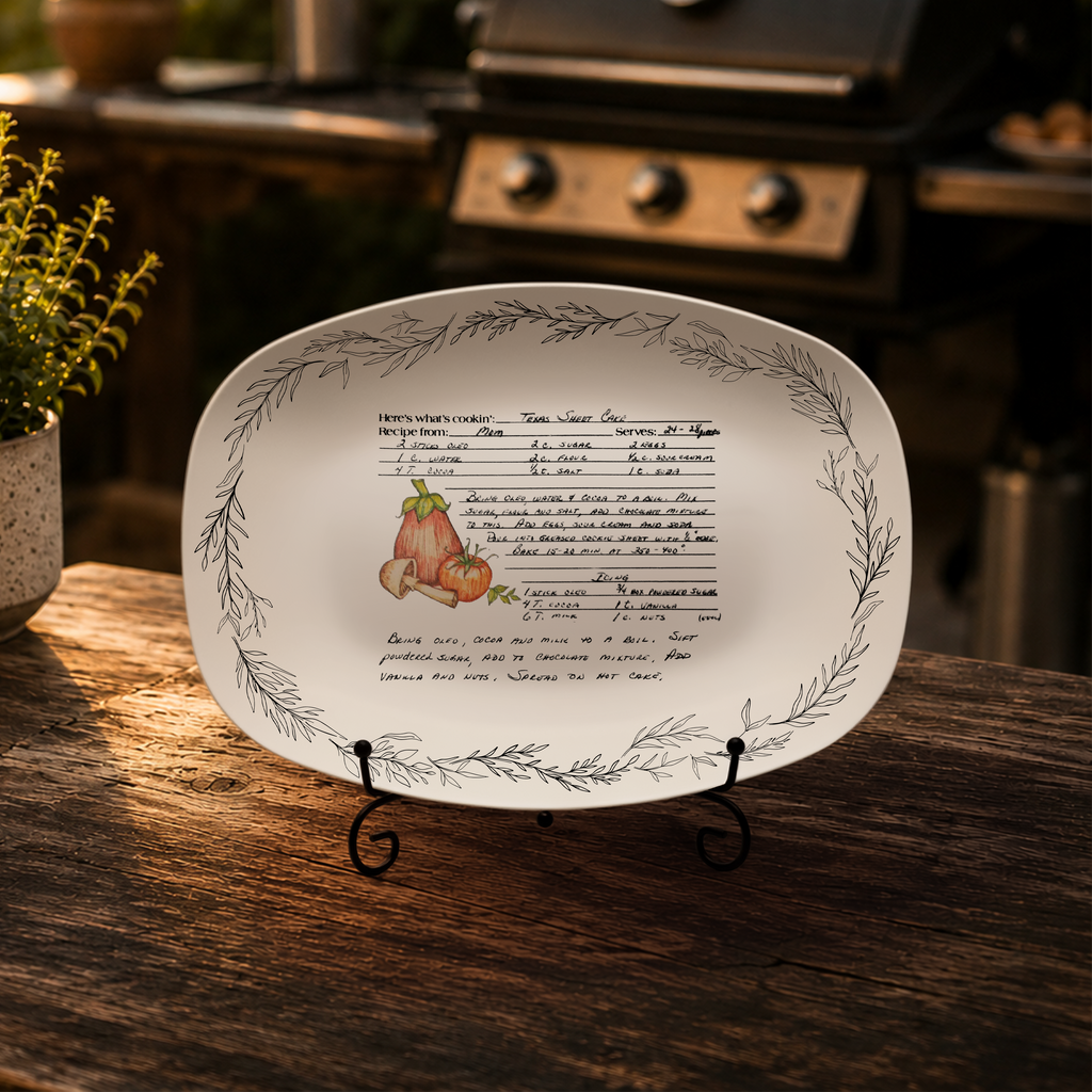 Handwritten Recipe Platter with Branch Border