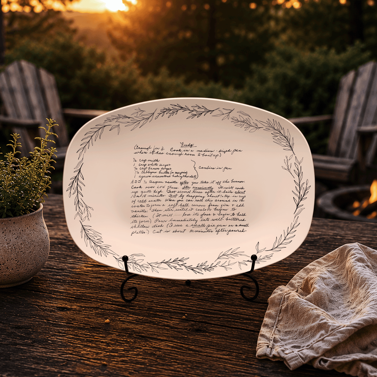 Handwritten Recipe Platter with Branch Border