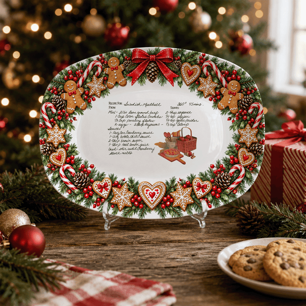 Handwritten Recipe Platter with Christmas Cookie Border