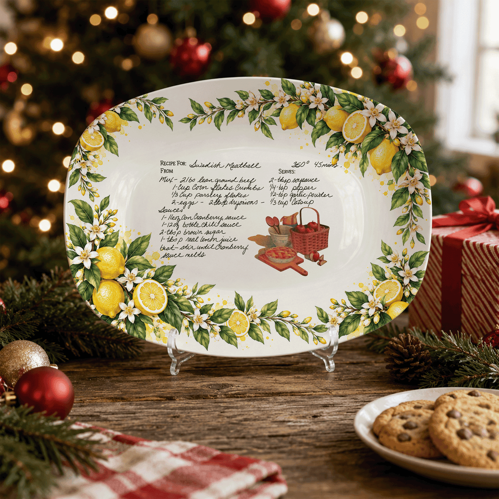 Handwritten Recipe Platter with Lemon Orchard Border