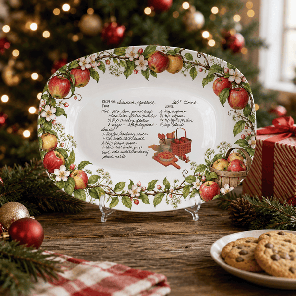 Handwritten Recipe Platter with Apple Border