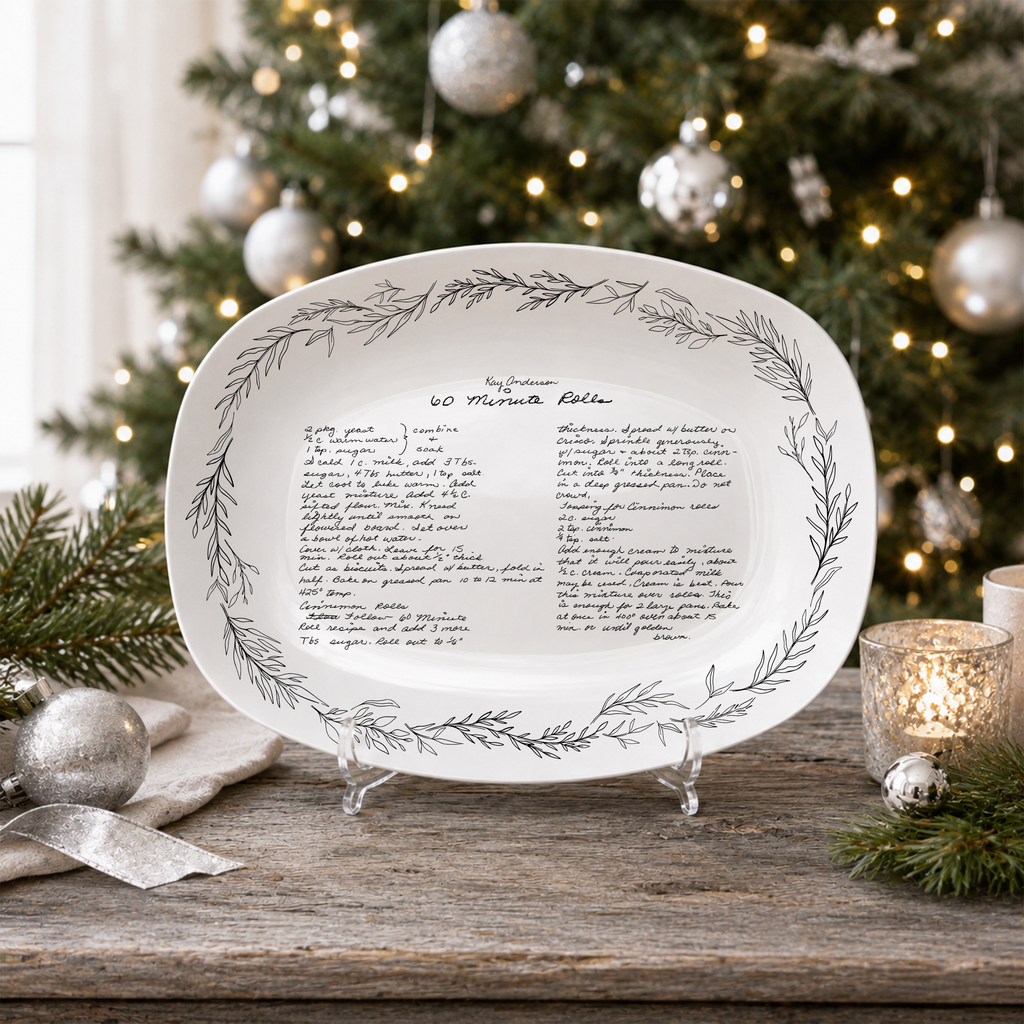 Handwritten Recipe Platter with Branch Border