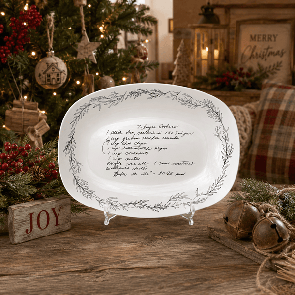 Handwritten Recipe Platter with Branch Border