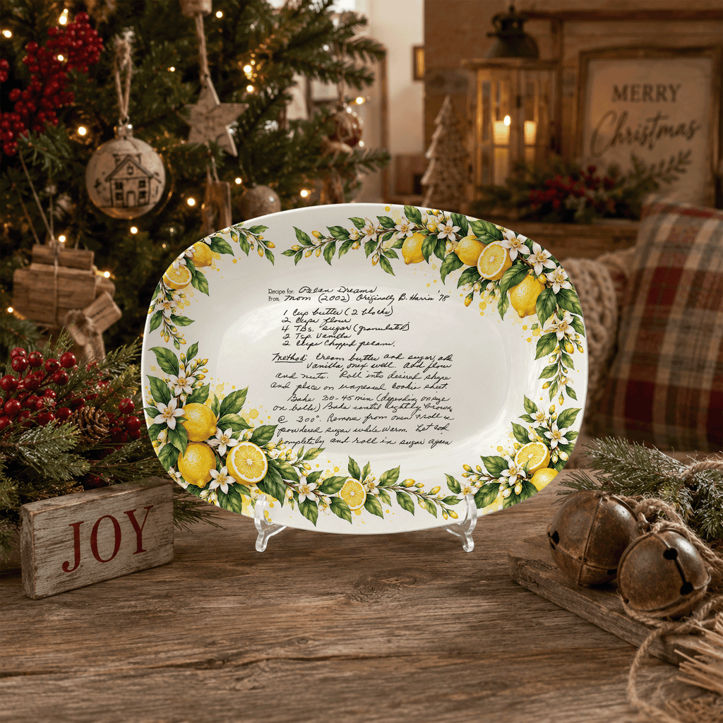 Handwritten Recipe Platter with Lemon Orchard Border