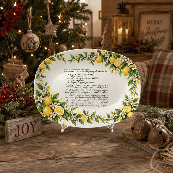 Handwritten Recipe Platter with Lemon Orchard Border