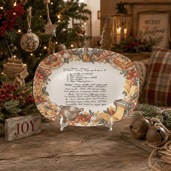 Handwritten Recipe Platter with Vintage Italian Food Border
